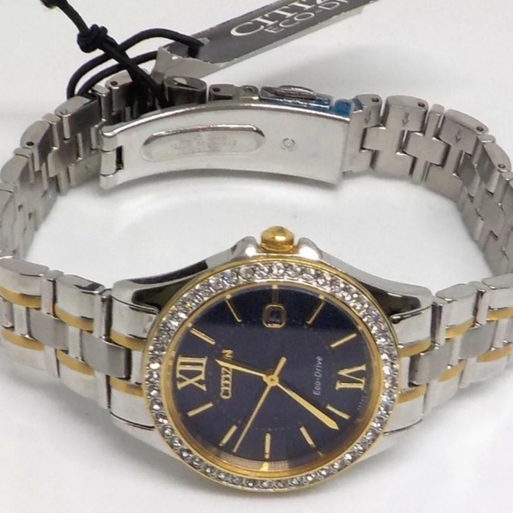**SOLD** Citizen Ladies' Eco-Drive Crystal Watch with Blue Dial - Picture 4 of 9